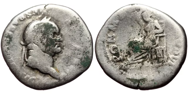 Roman Imperial Silver Denarius Coin - Rome 75 AD - Vespasian *RARE*