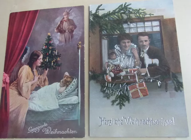 WEIHNACHTEN   2 schöne Postkarten / AKs 1915 & 1917   Thema WEIHNACHT