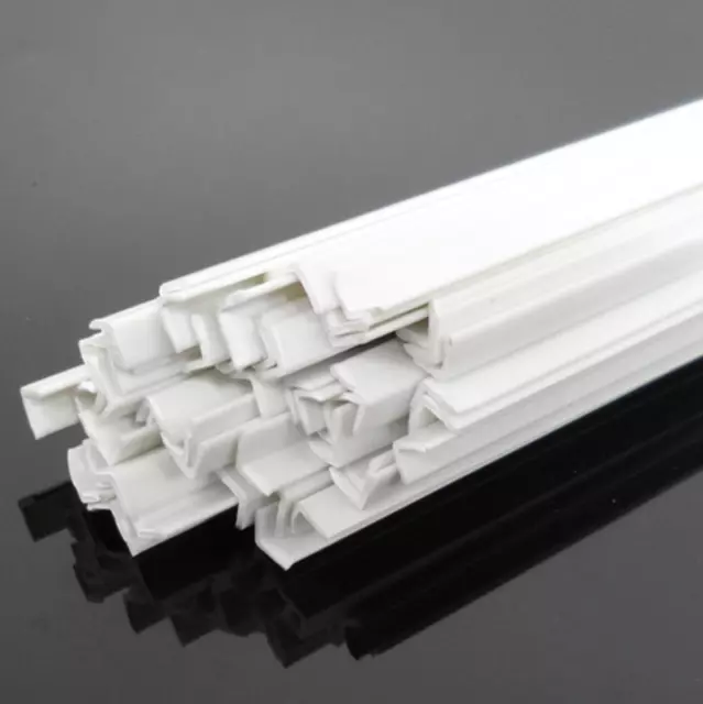 20 pezzi 2 x 2 x 250 mm ABS stirene plastica forma a L barre rettangolari bianche