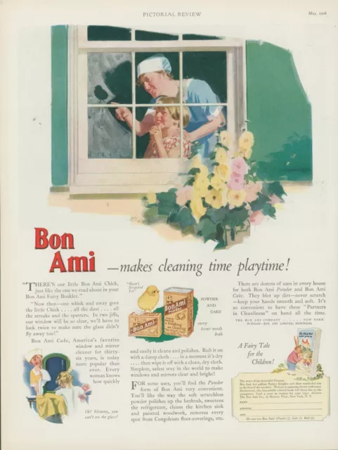 1928 Bon Ami Powder Window Washing Cleaning Time Playtime Vintage Print Ad PR4