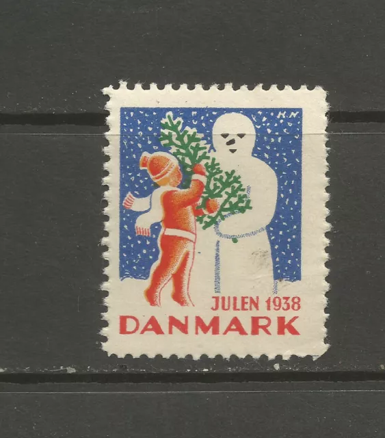 Denmark Christmas 1938 Anti-Tuberculosis (TB) charity stamp/label (Snowman)