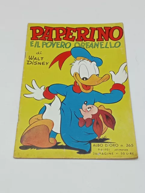 fumetto ALBO D' ORO Walt Disney anno 1951 n. 265 PAPERINO E IL POVERO ORFANELLO