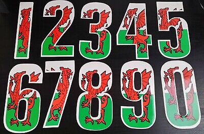 Welsh Dragon Wheelie Bin Number Stickers  Weatherproof 7inch/17cm...