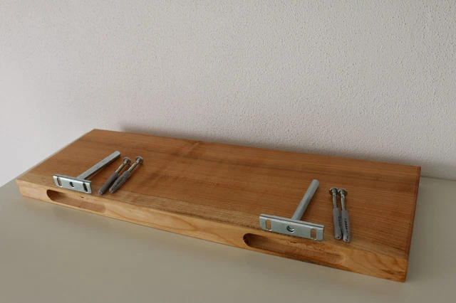 Planche Murale En Peuplier Maser - 100x18 Cm, étagère à Encoches, Bois Massif, Neuve