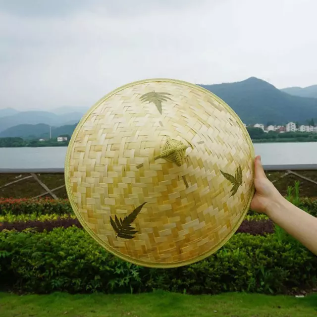 Chinese Oriental Vietnamese Straw Bamboo Sun Hat Farmer X3N5 Rice Q5U0