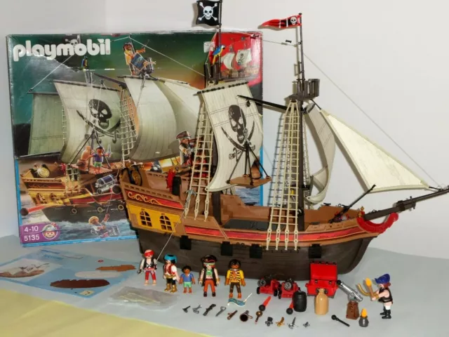 PLAYMOBIL BATEAU DE Pirate 5135 AVEC BOITE+NOTICE+ canonnier , Pirate et  Trésor EUR 92,00 - PicClick FR