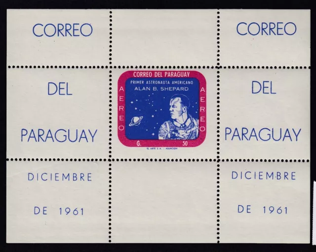 Paraguay 1961 Alan Shepard Souvenir Sheet MNH. Scott 616a