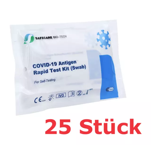 25x Corona Schnelltest SAFECARE Covid-19 Antigen Nasen Test Omikron BfArM PEI CE