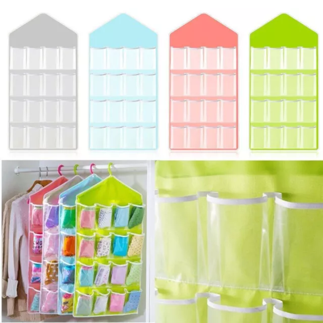 16 Pockets Hanging Shoe Rack Storage Bag Hanger Holder Rear Wardrobe Organizer