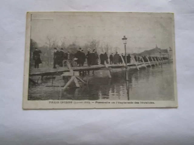 cpa paris inondation janvier 1910 passerelle de l'esplanade des invalides