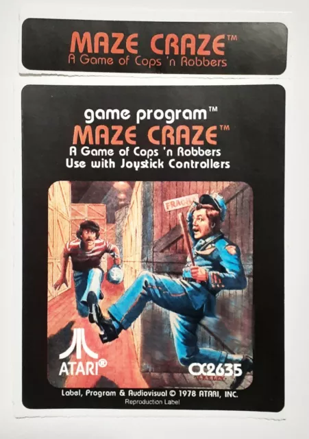 Replacement Atari 2600 Maze Craze Label - Machine cut just peel and stick