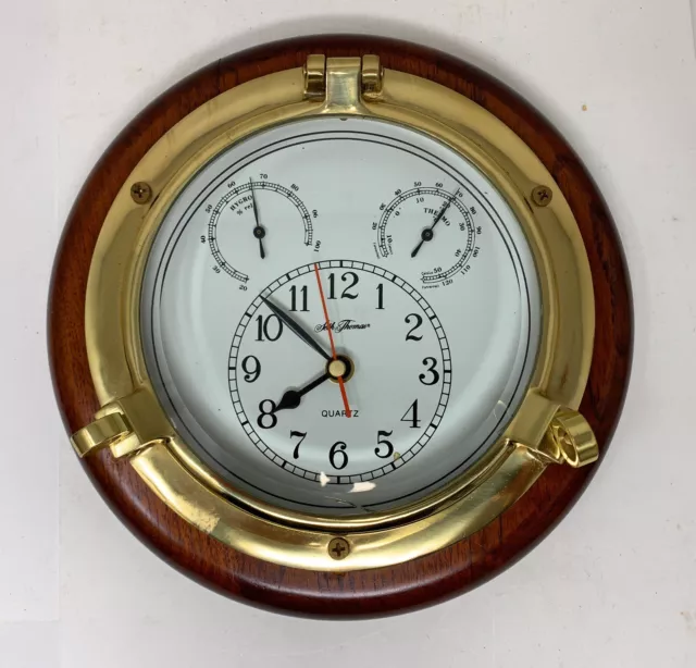 Seth Thomas 1046 Porthole Wall Clock with Hygro Thermo Gauges