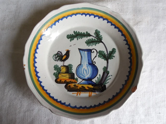 Ancienne Dinette Poupée 19eme Siècle Faience Française Modèle Au Coq 3