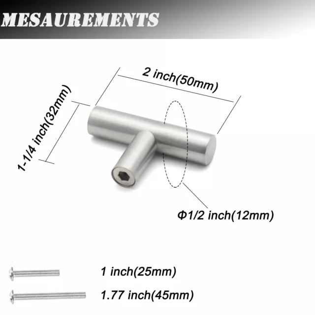 knobelite Kitchen Cabinet Door Handles Satin Nickel  T Bar Pull Cabinet Knob