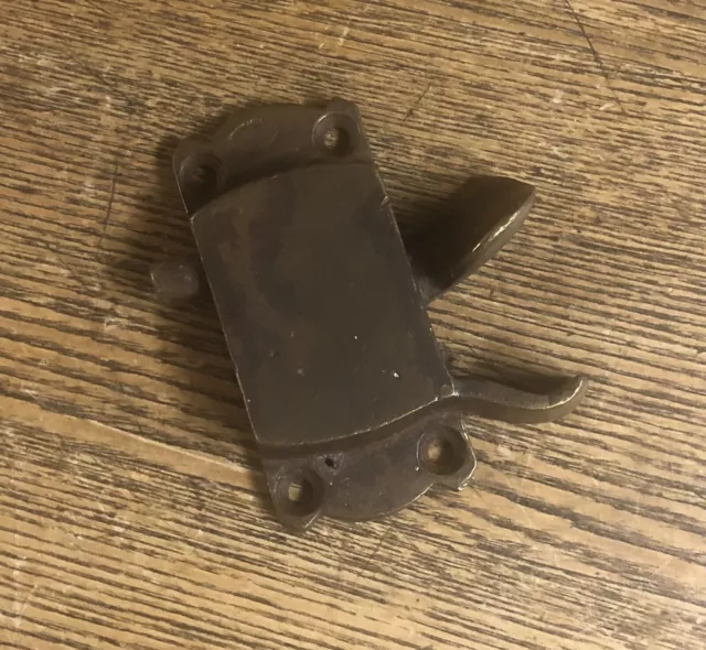 Antique Cast Bronze Railroad Car Sliding Window Sash Lock, c1880
