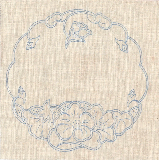 Vintage Leinen Tischset zum Sticken Blume Blumen Transfer gestempelt 19x19cm