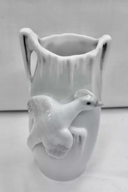 Ø Jugendstil Vase Metzler & Ortloff mit Vogelfigur um 1910 - handbemalt