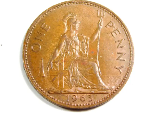 1963 UK One Penny Elizabeth II