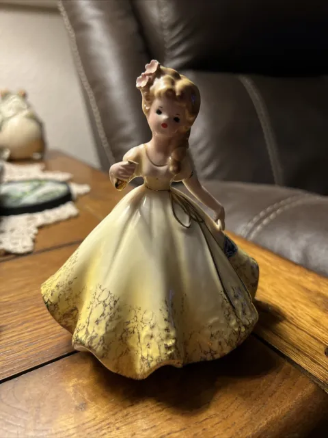 Josef Originals GIRL WITH Yellow Dress Fantasia Porcelain Figurine