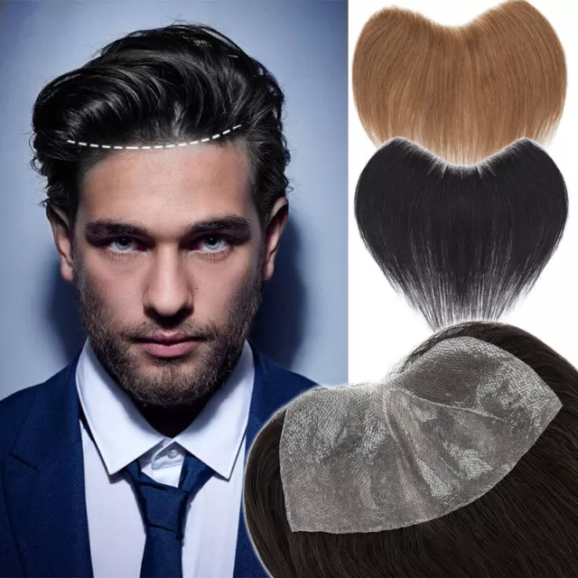 Herren Toupee 100% Remy Echthaar Toupet Männer PU Basis Haarteil für Haaransatz