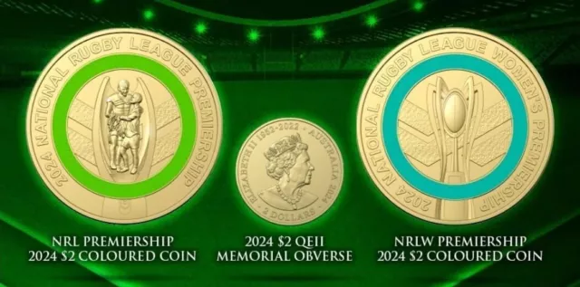 Pre Order 2024 NRL And NRLW Premiership $2 Coloured Coin RAM In Coin Capsules