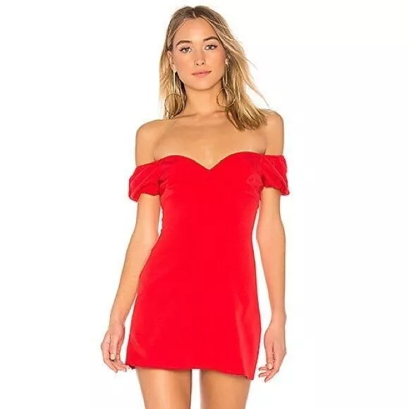 Majorelle Bridget Mini Dress in Ruby Red Strapless Off the Shoulder Size Large