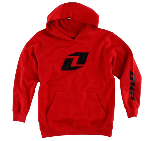 One Industries Ragazzi Icon Cappuccio Pullover Po: Risky Rosso Bambini Felpa MX