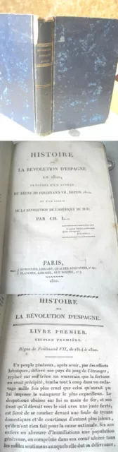 HISTOIRE DE LA REVOLUTION D ESPAGNE EN,1820,Par Ch.L...