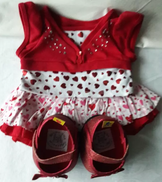 Build-a-Bear Three Piece Outfit -  T-Shirt with Gems, Cotton Skirt & Shoes. VGC.