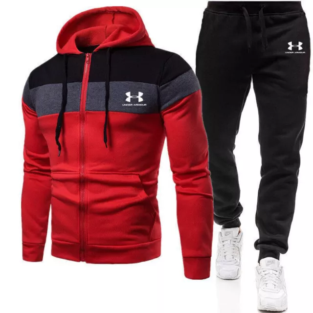 Herren Trainingsanzug Hoodie Under/Armour Sporthose Print Set Zipper Casual DE