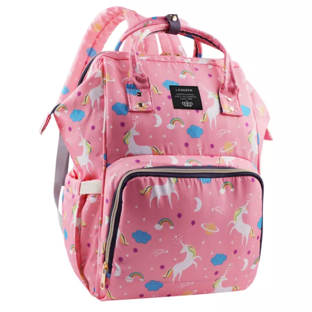 LEQUEEN Unicorn Mommy Baby Diaper Bag Backpack Nappy Changing Bag Pink Girl