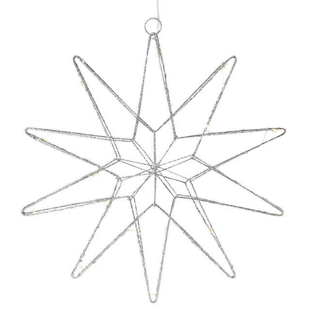 LED Stern Weihnachtsstern LED-Stern silber GLEAM  20 warmweiße LEDs