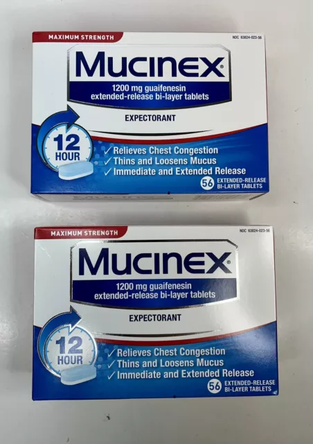 2X Mucinex Maximum Strength 56 Tablets (112) Expectorant 1200 mg EXP 9/24