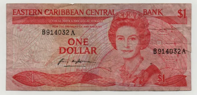 East Caribbean States 1 Dollar 1985 - 1988 Pick 17 G Look Scans
