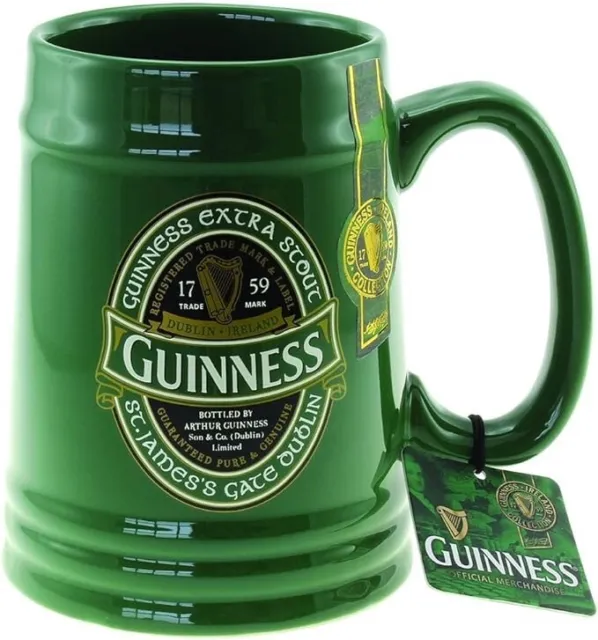 Guinness Green Ceramic Label Tankard | Official Merchandise Draught Branded Beer