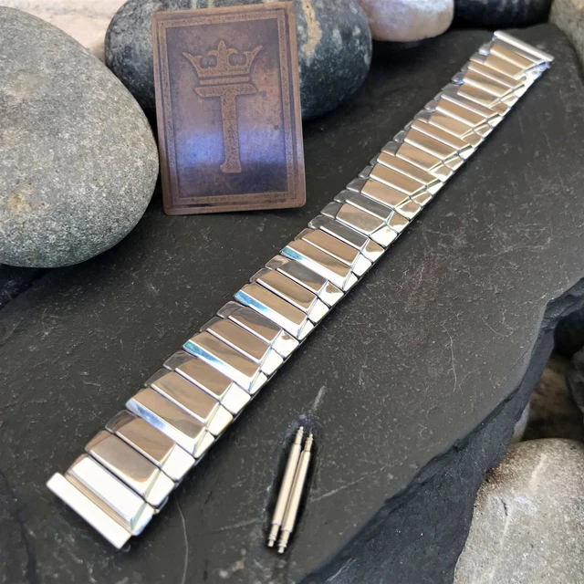 5/8" 1953 10K White Gold-Filled Flex-Let Expansion nos Unused Vintage Watch Band