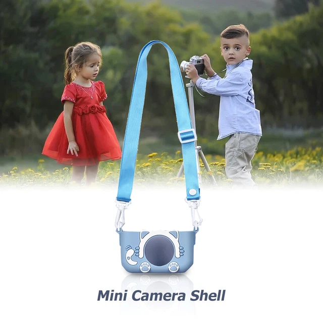 Portable Mini Cartoon Camera Cover Adjustable Silicone Shell (Blue Cat) 2