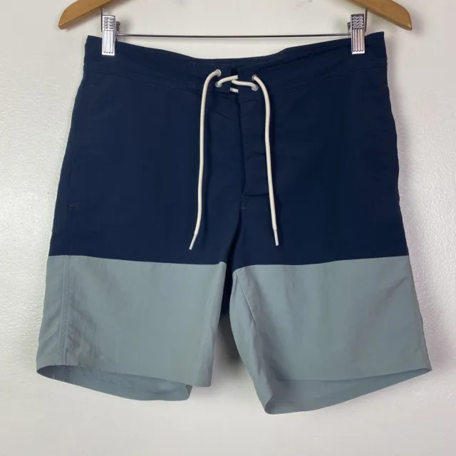 EVERLANE Mens Board Shorts Linerless Colorblock Navy Blue/Slate Size 29