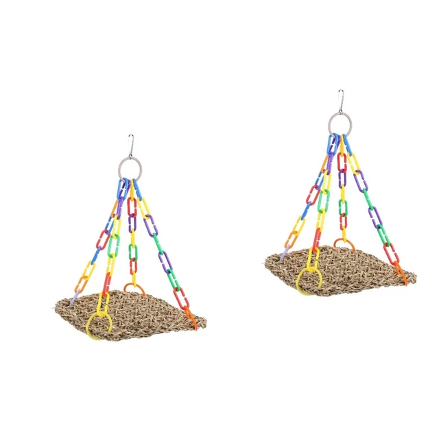2pcs Papagei Schwung Spielzeughängepapagei Kaut Kauen Net Toy Bird Cage
