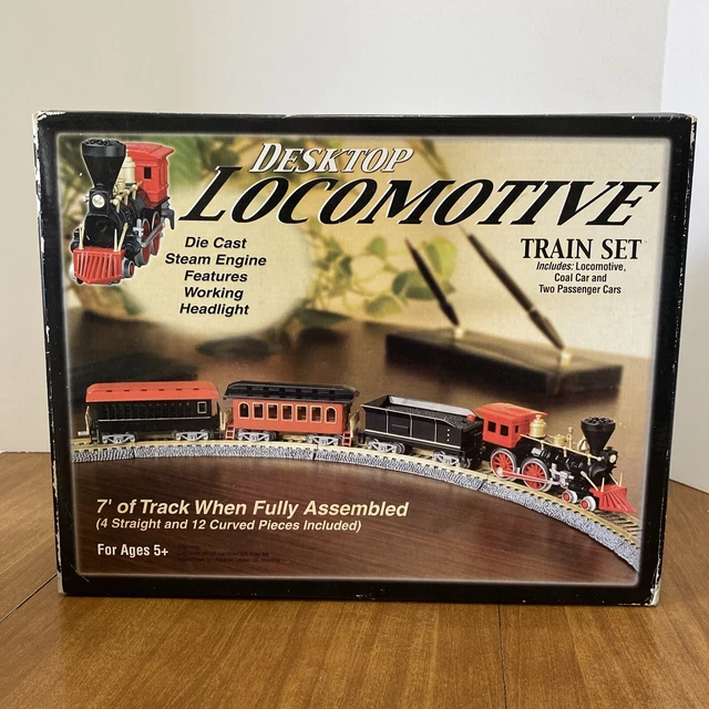 FELDSTEIN DESKTOP LOCOMOTIVE Train Set 7ft Track Lighted Steam
