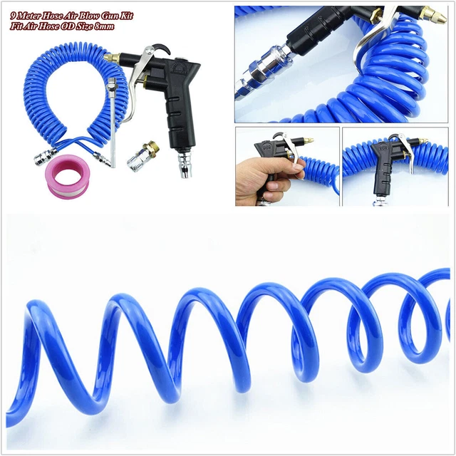 Blue Hose Copper Nozzle Air Duster Blow Gun Pneumatic Gun Splices Into Air Tank