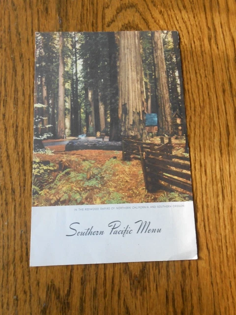 Southern Pacific Railroad 1948 dinner menu Redwoods of California