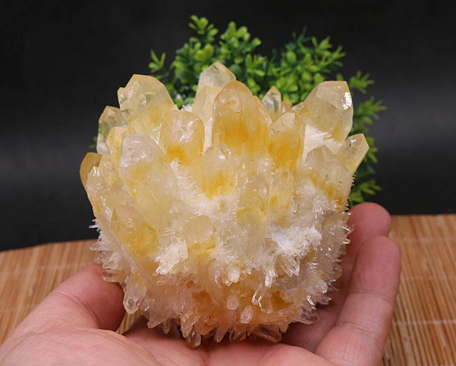 540g New Find Yellow Phantom Quartz Crystal Cluster Mineral Specimen