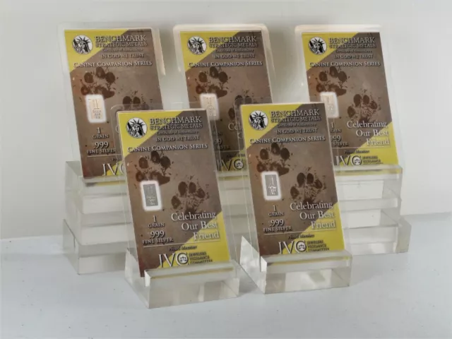 5 x 1 Grain.999 FINE PURE SILVER BAR WOW 5 PACK "OUR BEST FRIEND"