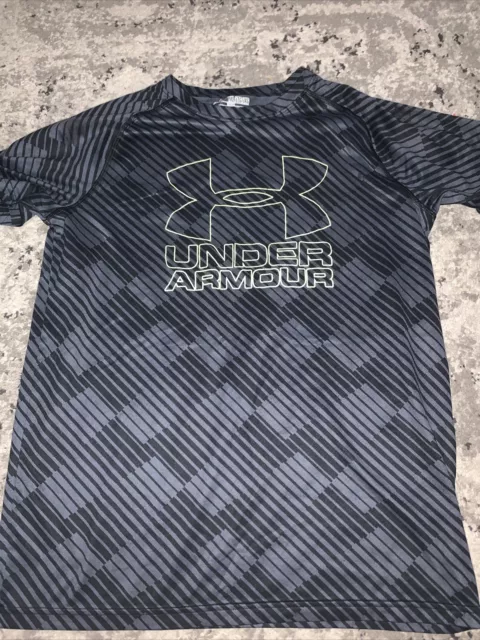 Blue UNDER ARMOUR: Short Sleeve Shirt: Size: YXL Extra-Large. Black Gray