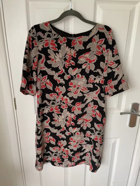 Somerset By Alice Temperley 100% Pure Silk Dress Floral Print Shift Size 10