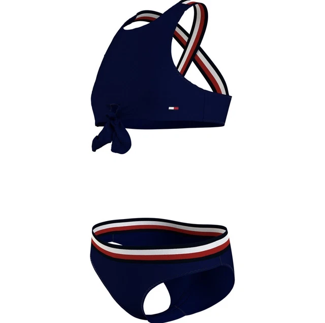 Tommy Hilfiger set top bikini per ragazze, cielo del deserto, 12-14 anni nuovissimo