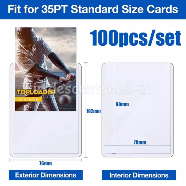 100PCS Toploaders Top Loaders Thin Loader 35pt 3"x 4" Bulk For Pokemon NBA MTG 3