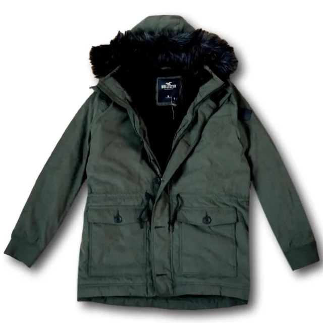 NWT HOLLISTER BY Abercrombie&Fitch Men's Faux-Fur-Lined Parka Jacket Coat  $119.15 - PicClick