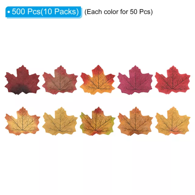 500pcs Artificial Leaves Mixed Fall Maple Autumn Fake Leaf, 10 Assorted Colors 3